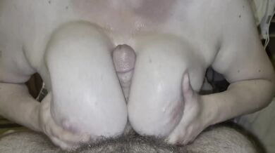 Wife's huge natural tits ruined by rough tit fucking