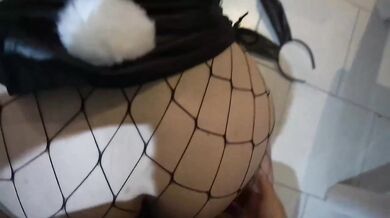 Slut dressed as a bunny gets brutally fucked on the floor