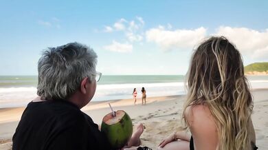 My rich boyfriend went for a coconut my beach stranger fucked me raw while he was gone