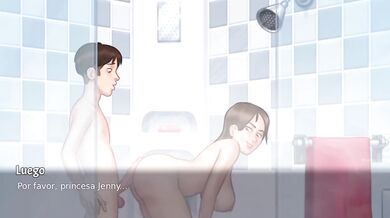 Bath Jizzfest with Jenny Summertime saga MILF gushing cum inside