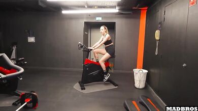 French Blonde Apologized with a Bruised Ass and DP in the Fitness Club