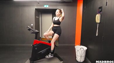 French Blonde Apologized with a Bruised Ass and DP in the Fitness Club