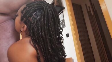 Sloppy blowjob leaves her tits dripping with cum