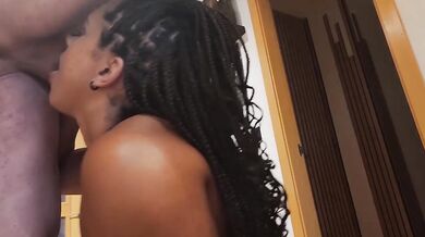 Sloppy blowjob leaves her tits dripping with cum
