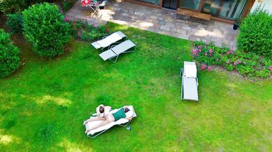 Drone POV hot rimjob in garden Marc in white thong I lick his cute little ass