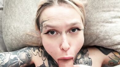 Split tongue sloppy rimjob gushing tongue fuck for daddy face cum