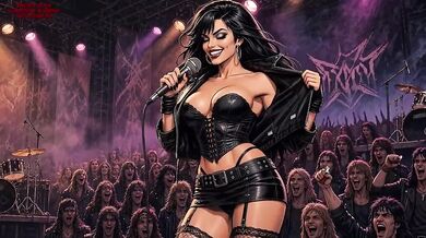 Rock On One Glam Horny Girl destroys herself in leather