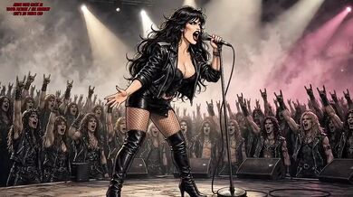 Rock On One Glam Horny Girl destroys herself in leather