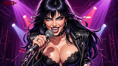 Rock On One Glam Horny Girl destroys herself in leather