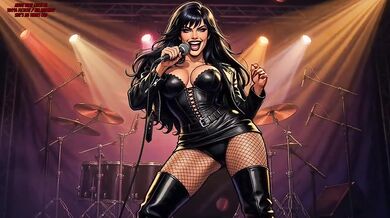 Rock On One Glam Horny Girl destroys herself in leather