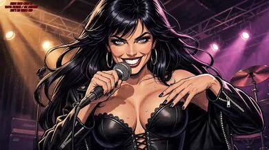 Rock On One Glam Horny Girl destroys herself in leather
