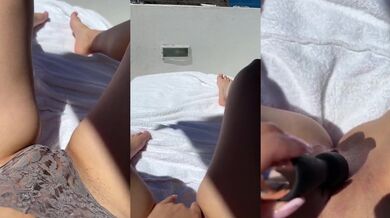 Milf amateur fingers herself raw pink pussy solo on vacation
