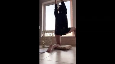 Teasing Goddess Yoga in red panties ass worship cameltoe