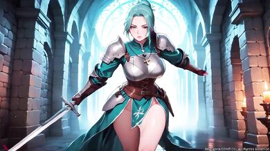 Medieval Nun & Knight Destroyed Under Stone Arches Silver Armor Meets Forbidden Lust