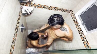 Friend caught me in shower now hes fucking my tight pussy raw