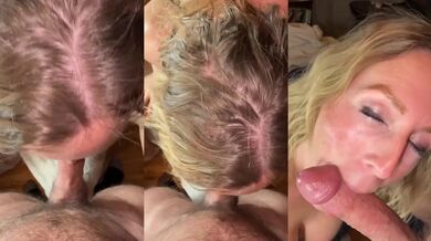 Milf sloppy cum sucking slut wife takes big dick hard in mouth