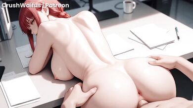 Makima and Power destroyed in office sex hentai