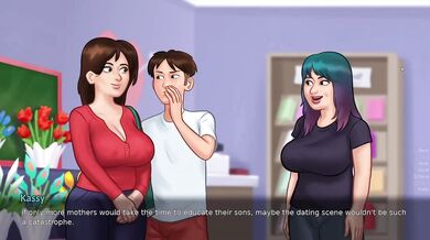 Summertime Saga 16 destroys big tits MILF stepmom and stepsis raw hentai game