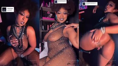 Goth Ebony Elf Girl Showing Off Big Tits And Ass Flexing