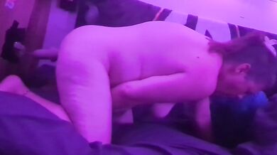 Amateur milf gets rough pounding in tight pussy and ass together while masturbating