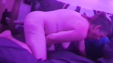 Amateur milf gets rough pounding in tight pussy and ass together while masturbating
