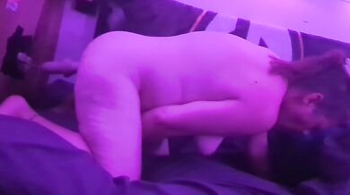 Amateur milf gets rough pounding in tight pussy and ass together while masturbating