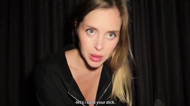 She pays for dinner with her mouth raw cum swallowing hungry blowjob