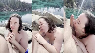 Real couple gets wild public blowjob on nude beach