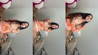 Tiny Asian cutie flashes shaved pussy solo on OnlyFans