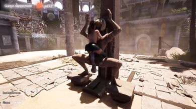 Lara gets destroyed by ancient guardian's cum soaked cock