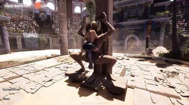 Lara gets destroyed by ancient guardian's cum soaked cock