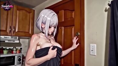 Christy’s rent paid in steamy goth shower tears older landlord makes her choke