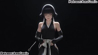 Bleach soifon gets her big tits wrecked in raw hentai blowjob cumshot