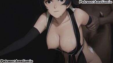 Bleach soifon gets her big tits wrecked in raw hentai blowjob cumshot