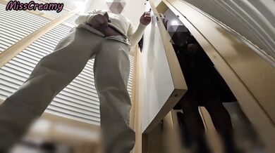 Slutty French Teacher Gets Caught in Dressing Room Helping Me Cum