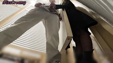 Slutty French Teacher Gets Caught in Dressing Room Helping Me Cum