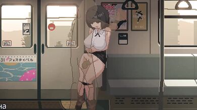 Beautiful pussyjob while hard fucking girl standing on a train