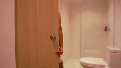 Stepbrother steals step sis towel to finish deep creampie in her tight pussy