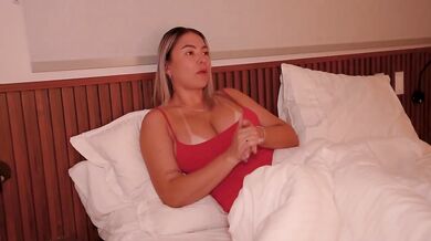 Shy stepson forced into stepmom's bed gagged by huge tits and throbbing cock