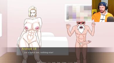 Master Roshi brutally fucks Android 18 deep creampie blowjob facefuck big tits