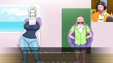 Master Roshi brutally fucks Android 18 deep creampie blowjob facefuck big tits
