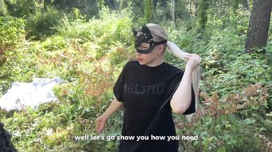 Student sneaks peep in woods rammed by brutal big ass hottie deep throat blowjob