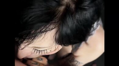 Caught by my tattooed emo stepsis deepthroating my big cock raw POV