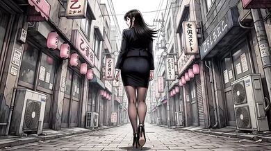 Public anime hentai girl pisses on street and in mens bathroom