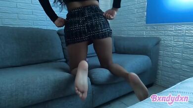 You like how my ass looks in this miniskirt while I fuck myself raw