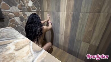 Stunning latina showers in solo cum drenched POV