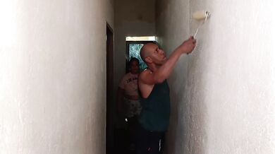 My husband at work while I gush my fat cunt to the painter raw mexican milf