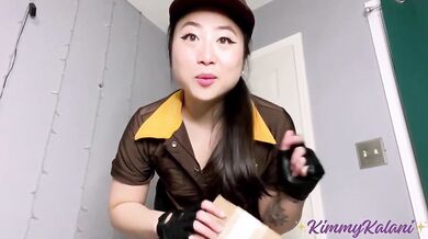 Delivery girl opens sex toy package ASMR blowjob countdown