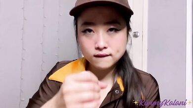 Delivery girl opens sex toy package ASMR blowjob countdown