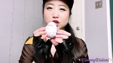 Delivery girl opens sex toy package ASMR blowjob countdown